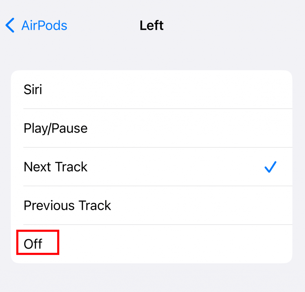 hit Off to turn off the double tap feature on your AirPods.