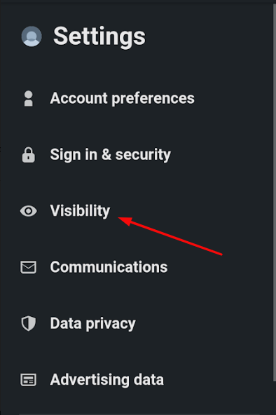 Click on Visibility to open the Unblocking menu