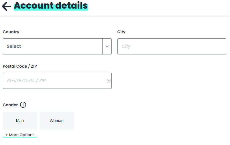 Enter your personal details under Account details section