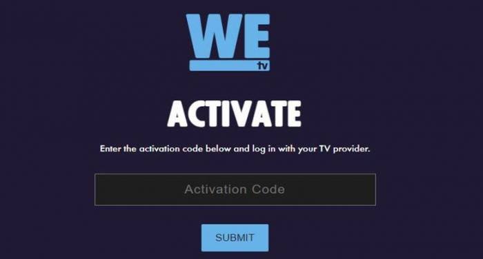 Enter the code to activate WE tv