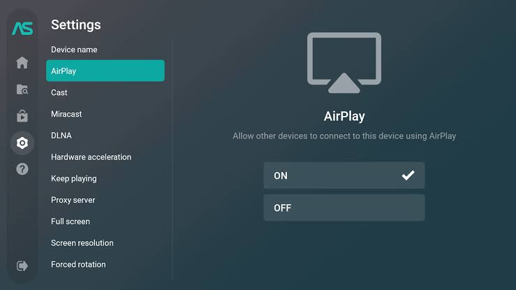enable the Airplay option