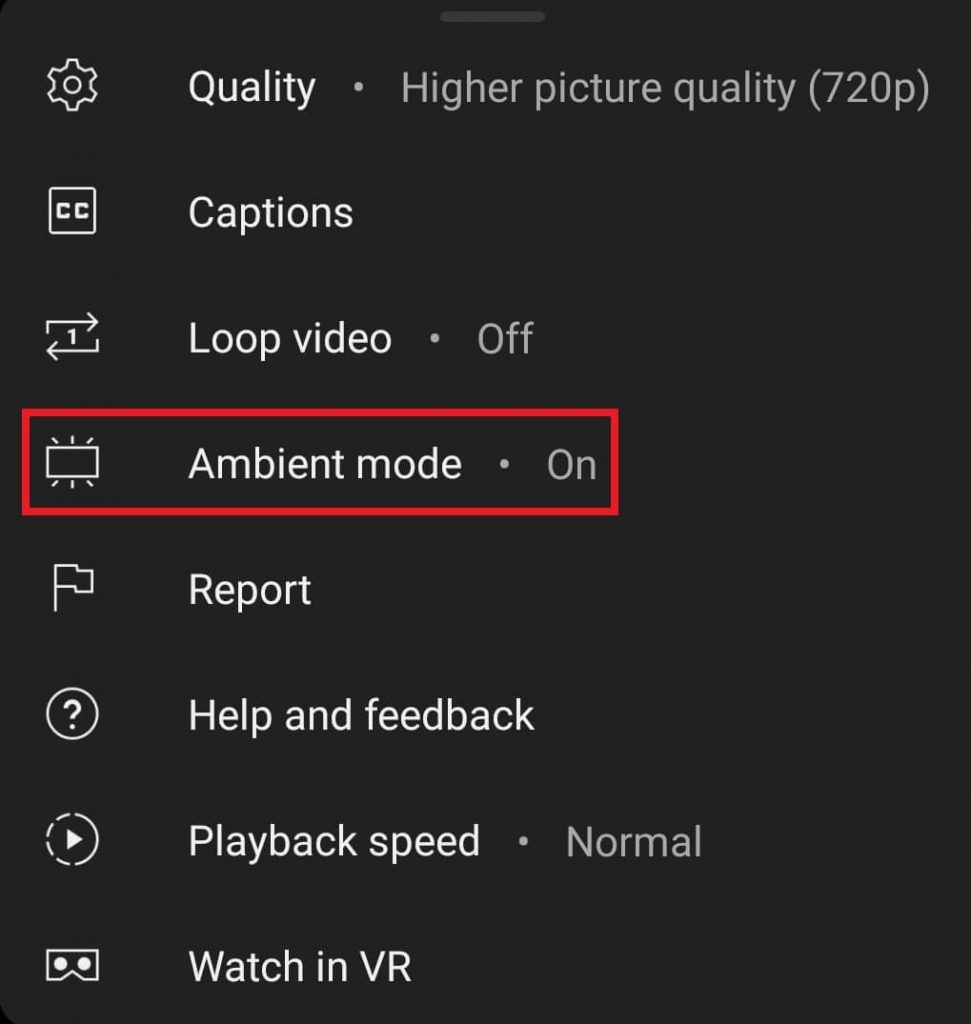 Enable Ambient Mode on YouTube