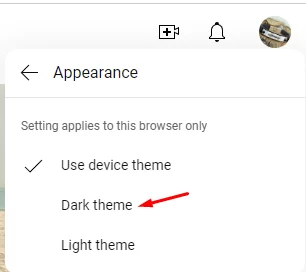 Enable Dark Mode on YouTube