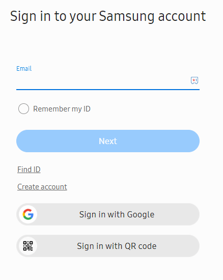 sign in to your Samsung account