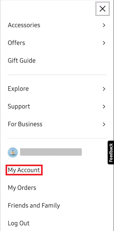 Tap on the My account option.