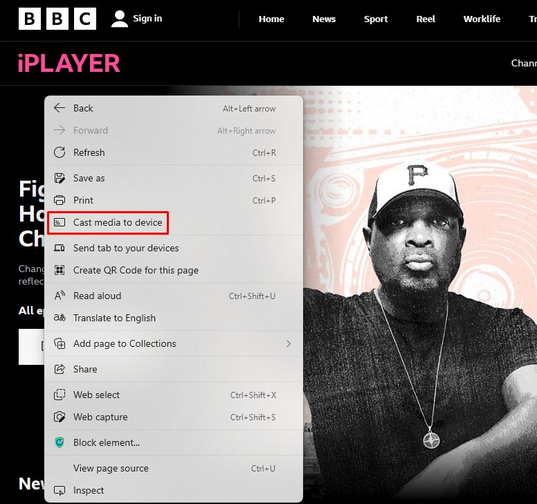 Chromecast BBC iPlayer Using Edge Browser