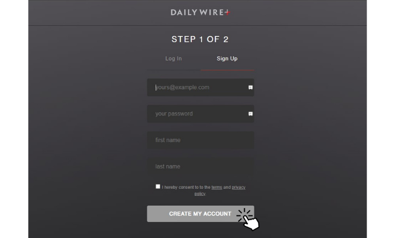 Input credentials and click Create My Account