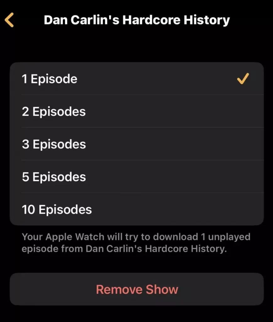  click on the Remove Show button to Delete Podcast Episodes 