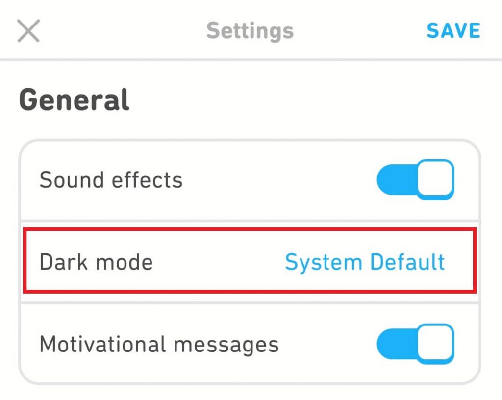 select the Dark Mode option.