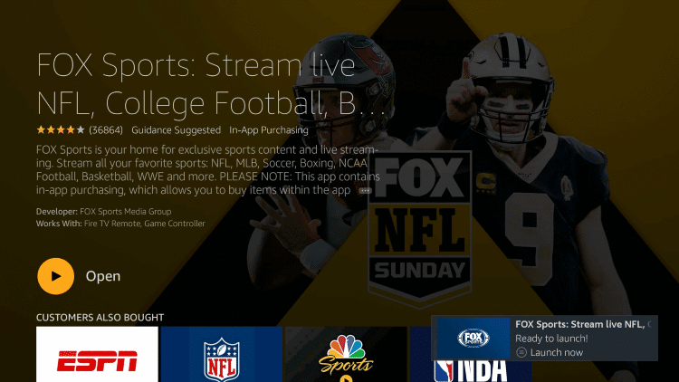 tap Open to launch the app on your Firestick