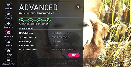 Find MAC Address on LG TV