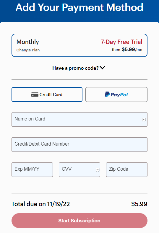 Select the payment method