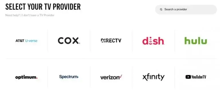 Select the TV Provider