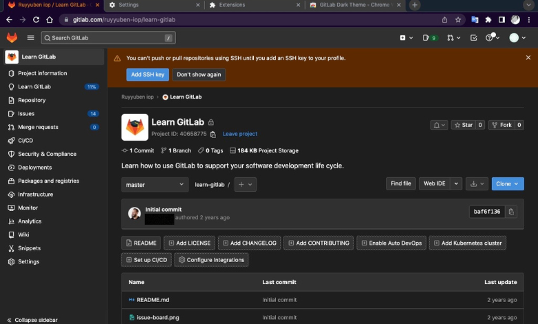 GitLab dark mode