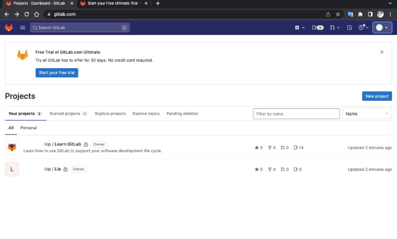 GitLab's web page