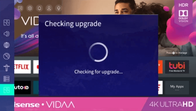 tap Upgrade to Update Hisense Smart TV