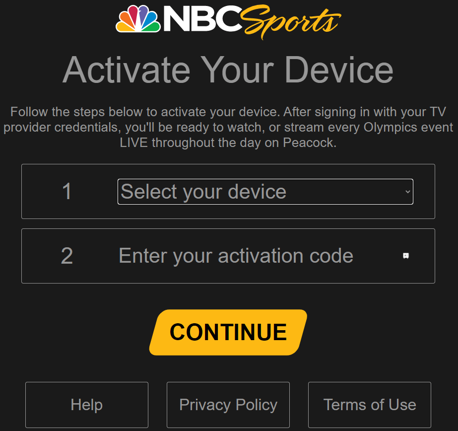 Activate NBC Sports on Streaming Devices