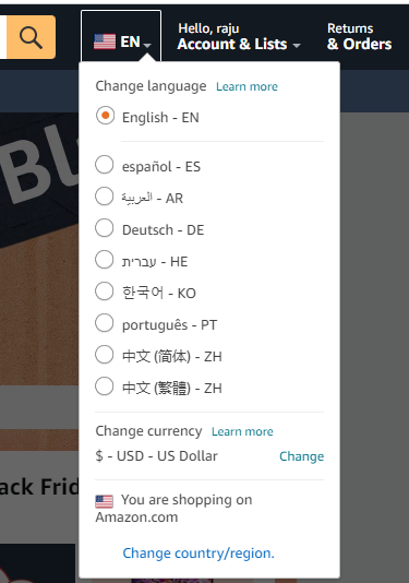 Change Currency on Amazon 
