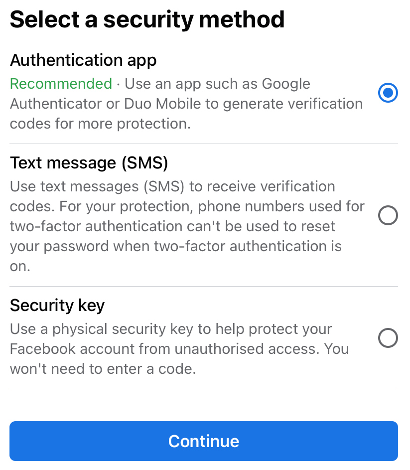 Enable 2FA Authentication on Facebook