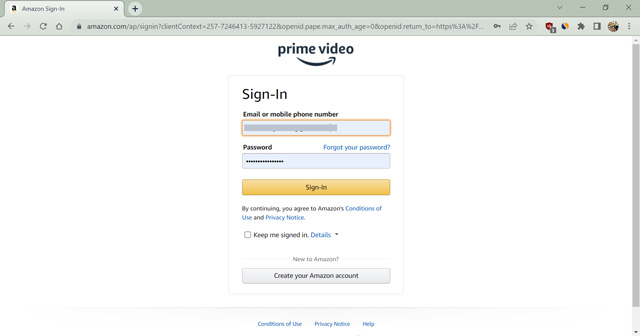 วิธีล้างการดูต่อไปใน Amazon Prime- คลิกลงชื่อเข้าใช้