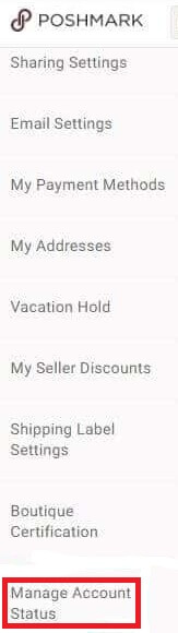 Select the Manage Account Status option
