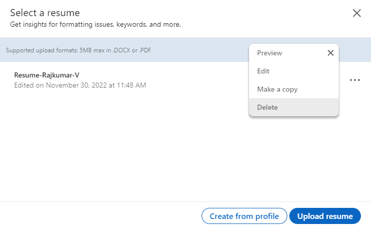 How to Delete Resume from Linkedin