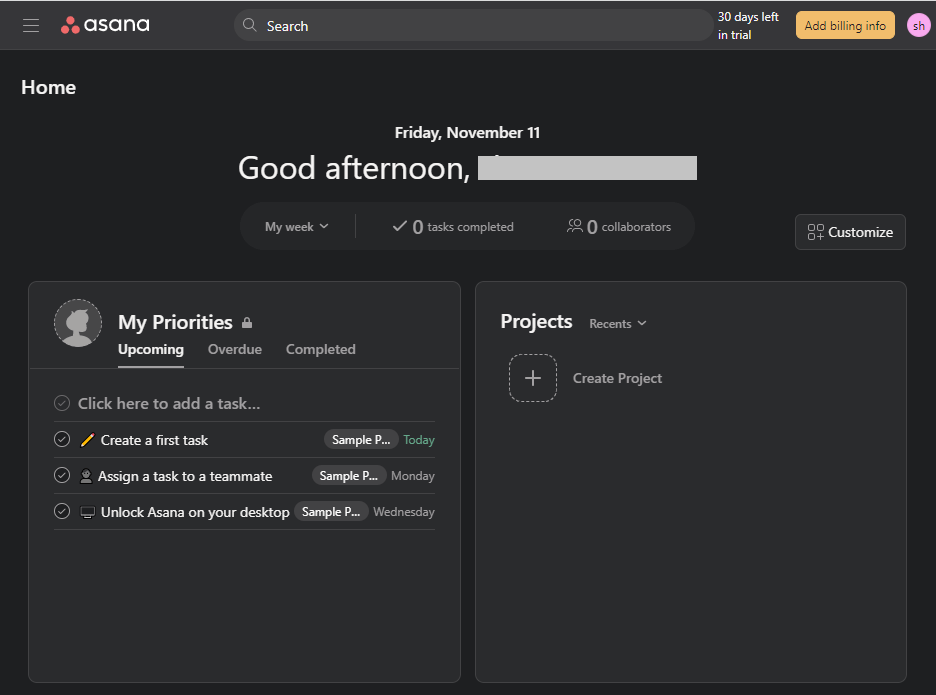 Asana Dark Mode