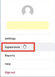 Select the Appearance option