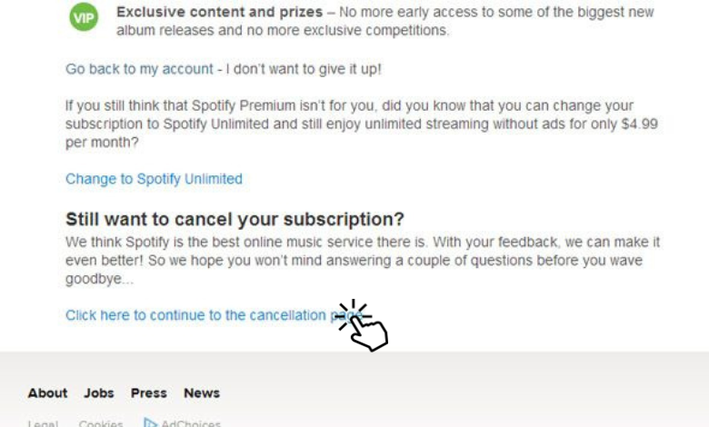 Select Click here to cancel the cancellation page