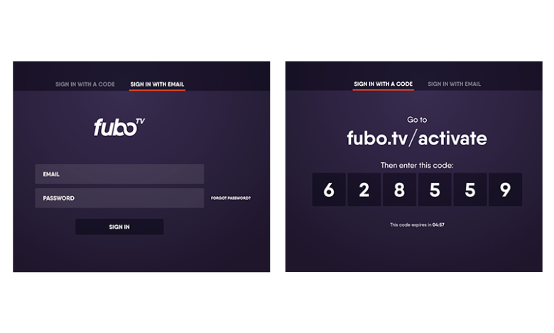 Sign in with email or activation code to stream fuboTV on Samsung TV