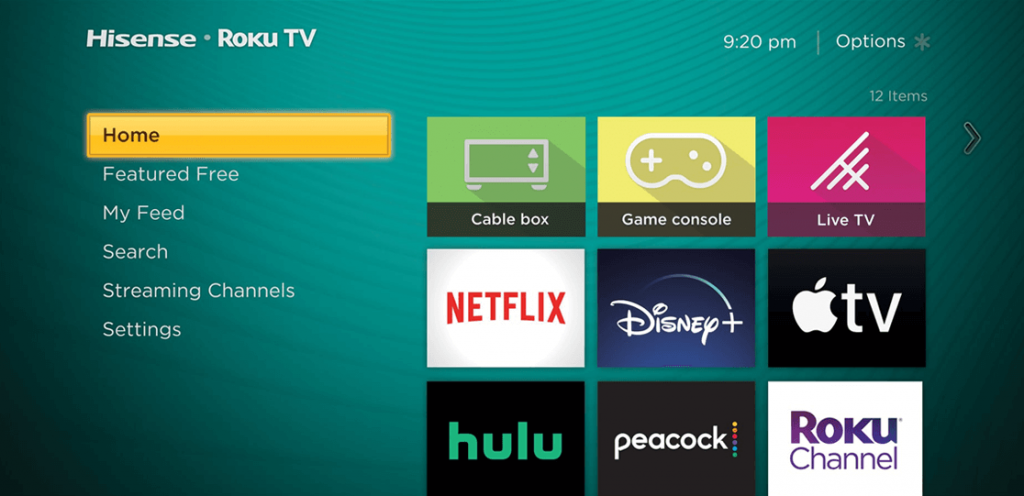 Roku TV Home Screen