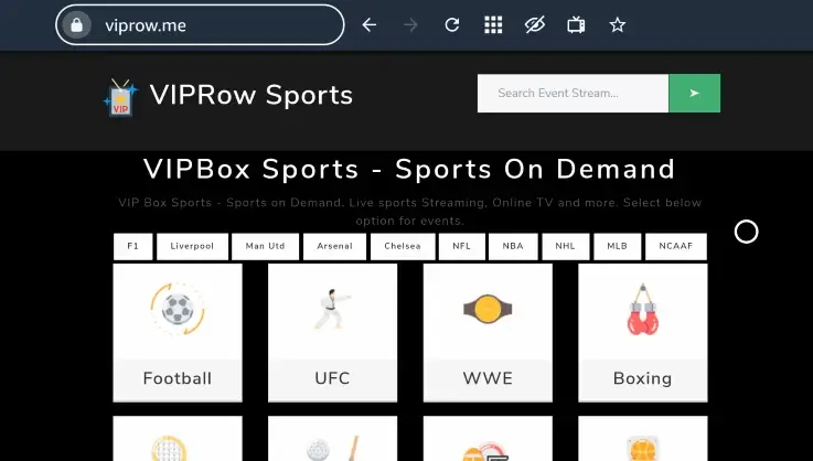 Enter the VIPRow Sports official URL
