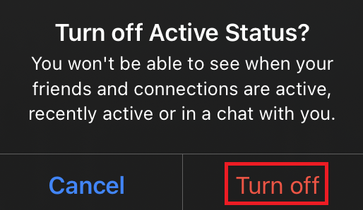 Tap the Turn off menu