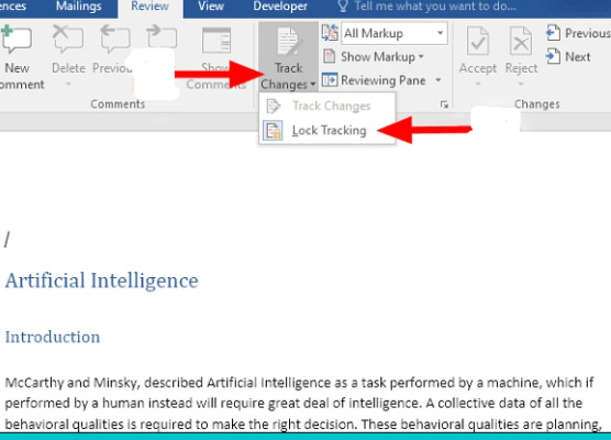 Disable Lock Tracking to turn off Track Changes in Word