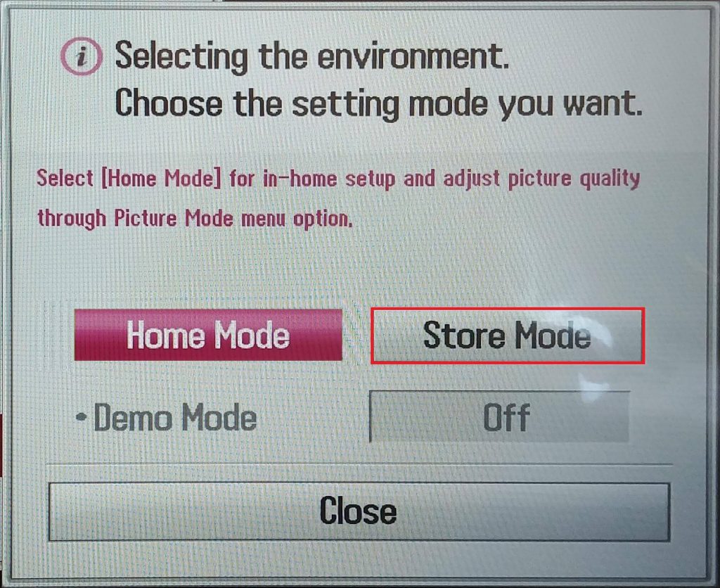 Select the Store Demo option to Turn On Demo Mode on LG Smart TV