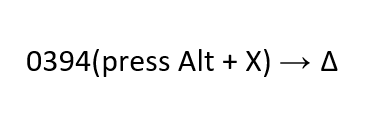 Type Delta Symbol On Windows Using Using Alt Code