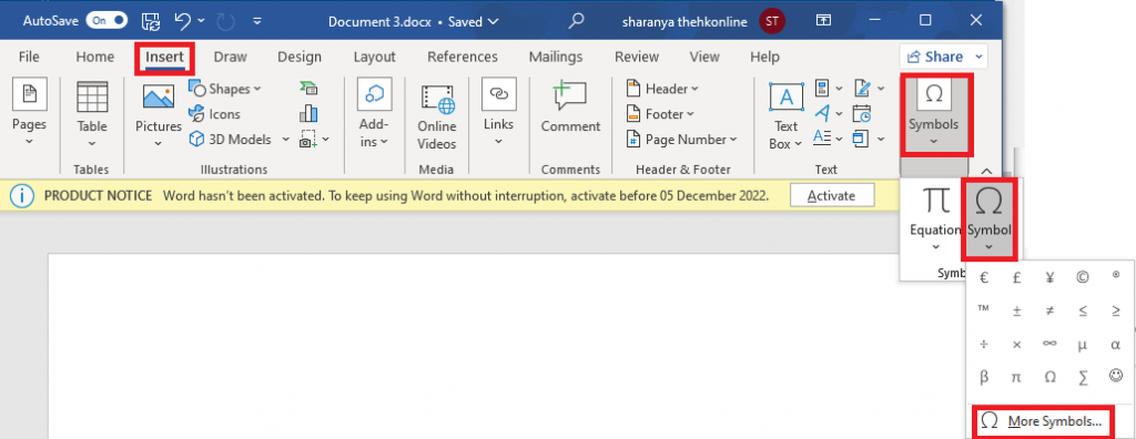 Insert Delta symbol using Insert Symbol