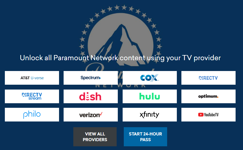 TV Providers Supporting Paramount Network Channel: