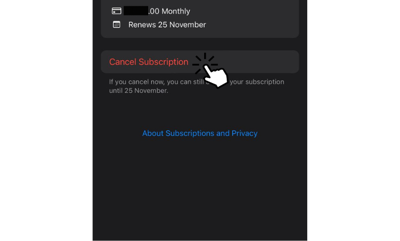 Click Cancel Subscription