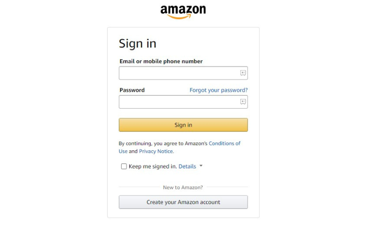 Login to your amazon account