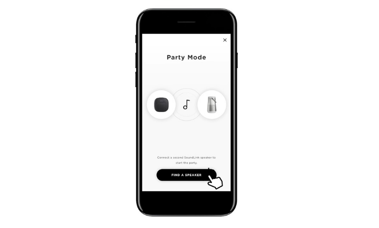 Click Find A Speaker to connect two Bose speakers