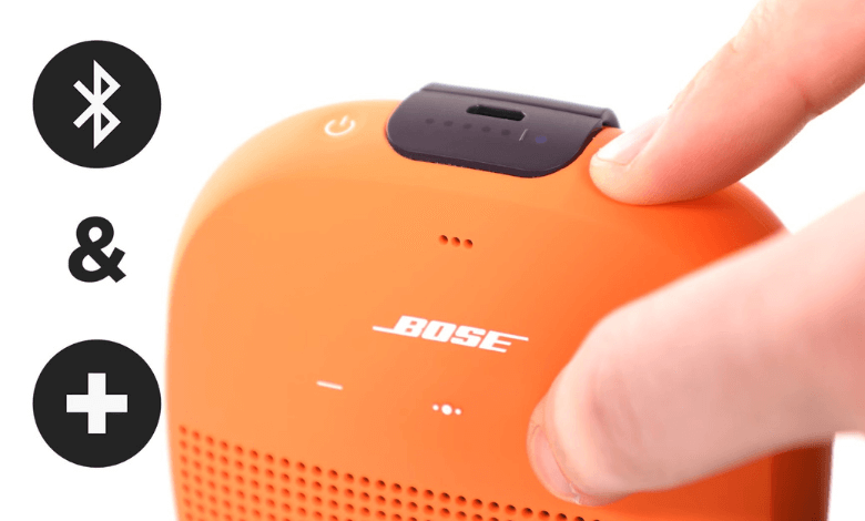 Click Bluetooth and Volume + button to connect two Bose speakers