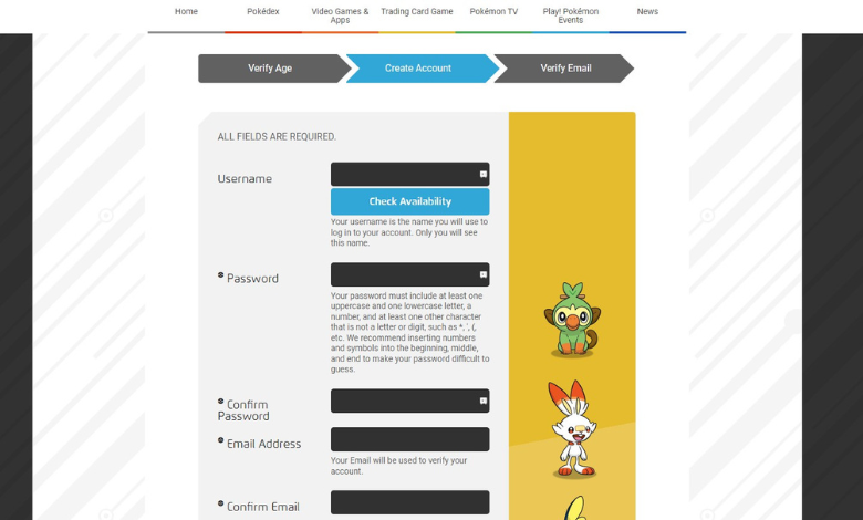 Input credentials under Create account