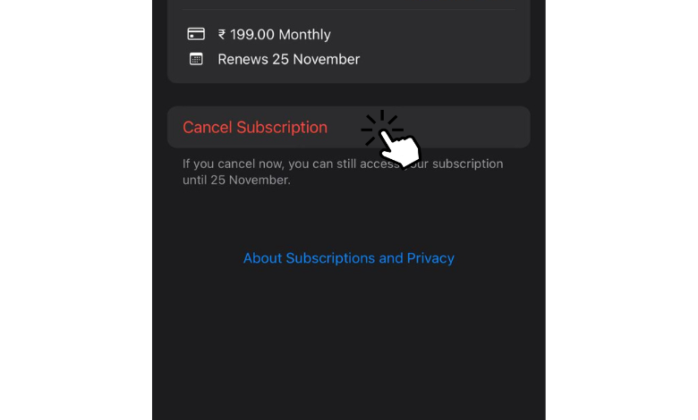 Click Cancel Subscription