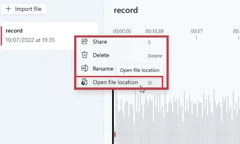 Share, Delete and Rename audio files on Windows 11