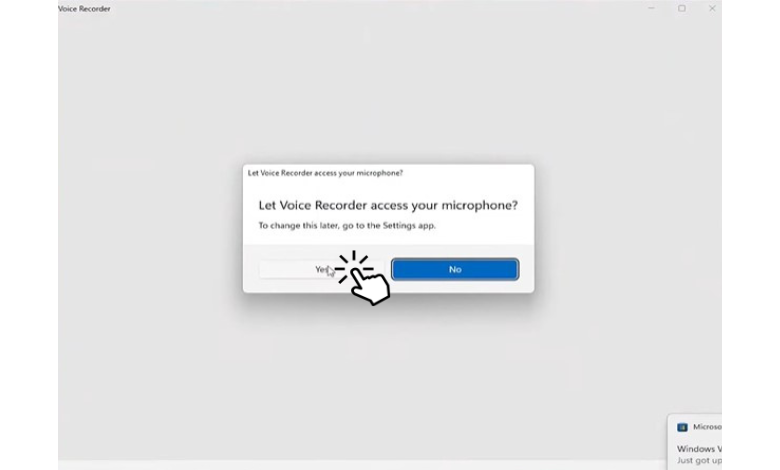 Click Yes to give permission to record audio