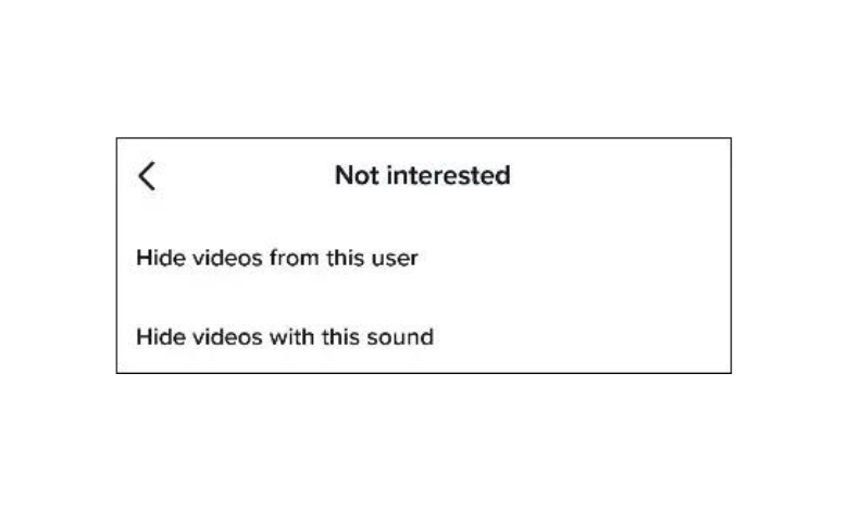 Choose any Not Interested option to reset TikTok algorithm