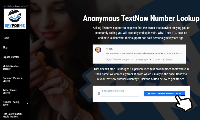Hit Start TextNow Number Lookup button