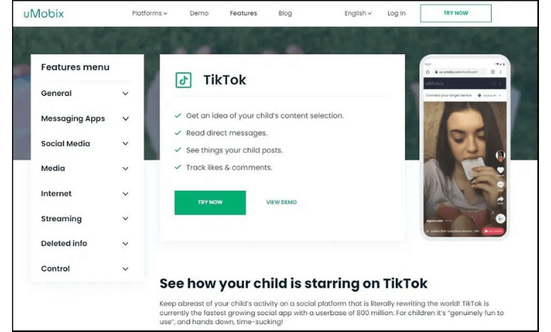Install uMobix to view private TikTok accounts