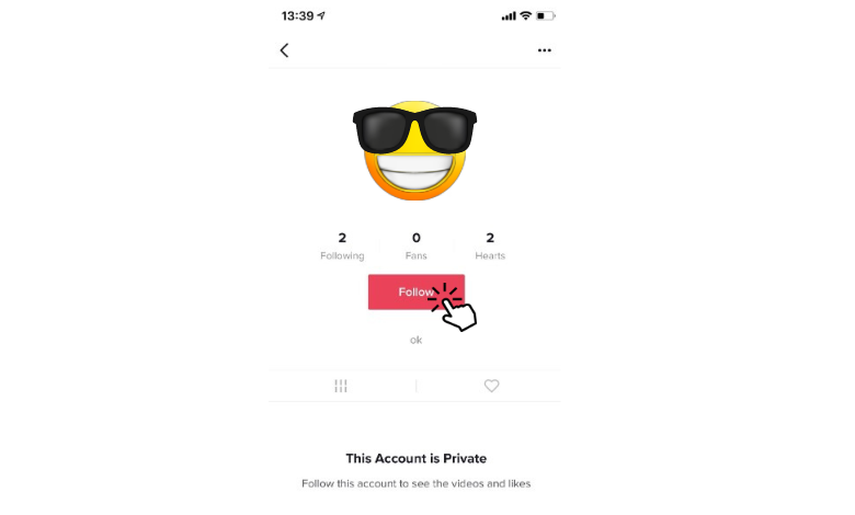 Press Follow to view private TikTok accounts